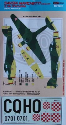 Kora Model DEC4823 SM 79K Sparviero (Croatian Air Force) декали 1/48