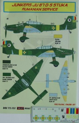 Kora Model DEC72123 Ju 87 D-5 Stuka (Romanian Service) декали декали 1/72