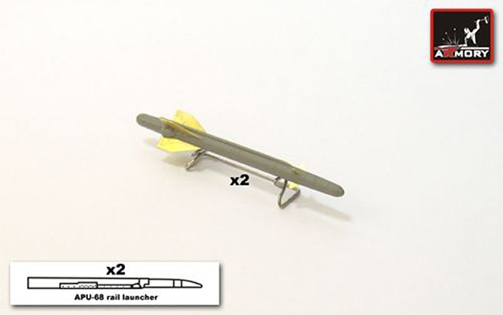 Armory ARACA7244E Kh-25MT (AS-10c Karen ) + APU-68 launcher rail, Air to Surface missile, television guidance 1/72