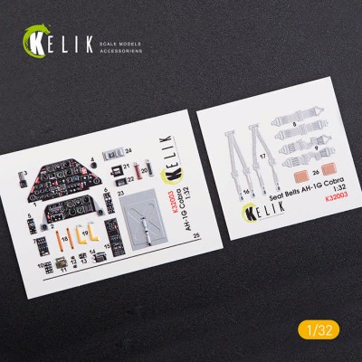 Reskit K32003 AH-1G Cobra interior 3D decals for Icm kit Icm 1/32