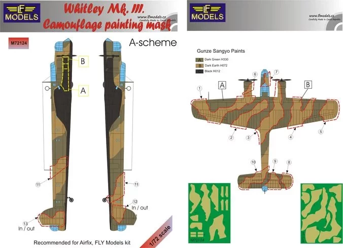 Lf Model M72124 Mask Whitley Mk.III Camoufl.painting A-scheme 1/72