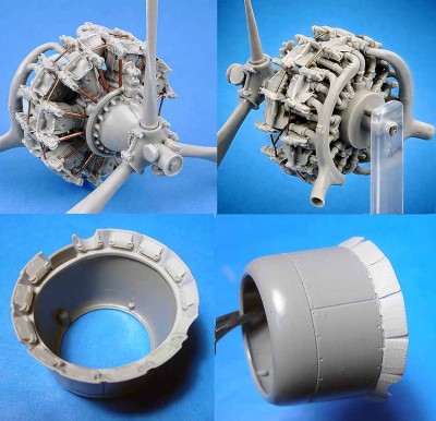 Vector VDS48-154 TBD-1 Devastator (GWH) двигатель, выхлопные коллекторы и юбка капота 1/48