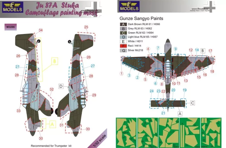 Lf Model M3286 Mask Ju 87A Stuka Camouflage painting (TRUMP) 1/32