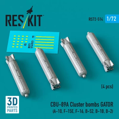 Reskit 72514 CBU-89A cluster bombs GATOR (4 pcs.) 1/72