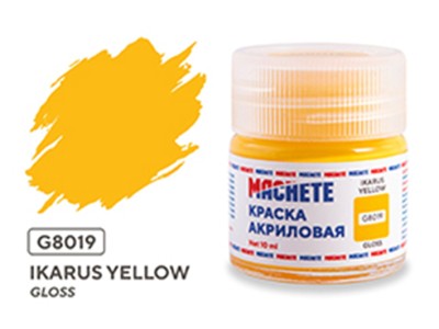 Machete G8019 Краска акриловая Ikarus yellow (Желто-оранжевый, глянцевый) 10 мл.