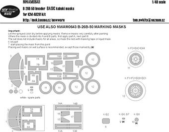 New Ware NWA-M0641 1/48 Mask B-26B-50 Invader BASIC (ICM 48281)