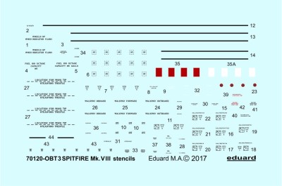 Eduard D72013 Spitfire Mk.VIII stencils 1/72 EDUARD
