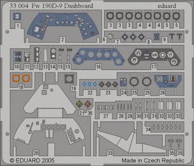Eduard 33004 Fw 190D-9 dashboard 1/32 HAS
