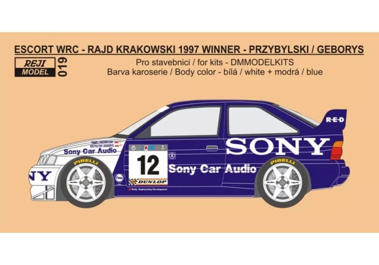 Reji Model 019 Transkit Ford Escort WRC SONY 1997 Winner 1/24