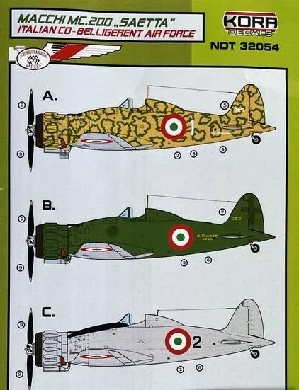 Kora Model NDT32054 Decals MC.200 Italian Co-Belligerent A.F. 1/32