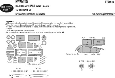 New Ware NWA-M1122 Mask OV-10A Bronco BASIC (ICM 72185) 1/72