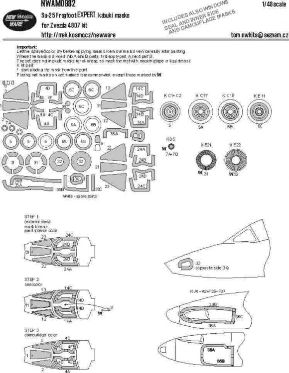 New Ware NWA-M0982 Mask Su-25 Frogfoot EXPERT (ZVE 4807) 1/48