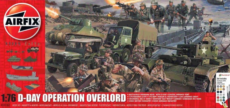 Airfix 50162A D-Day 75th Anniversary D-Day Operation Overlord Giant Gift Set (gift or starter set with paints, paint brush and poly cement) 1/76