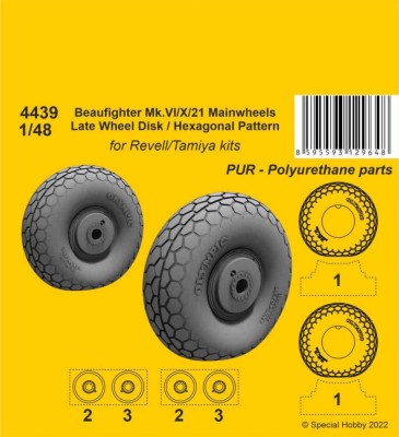 CMK 4439 Beaufighter Mk.VI/X/21 Mainwheels late Hexag. 1/48