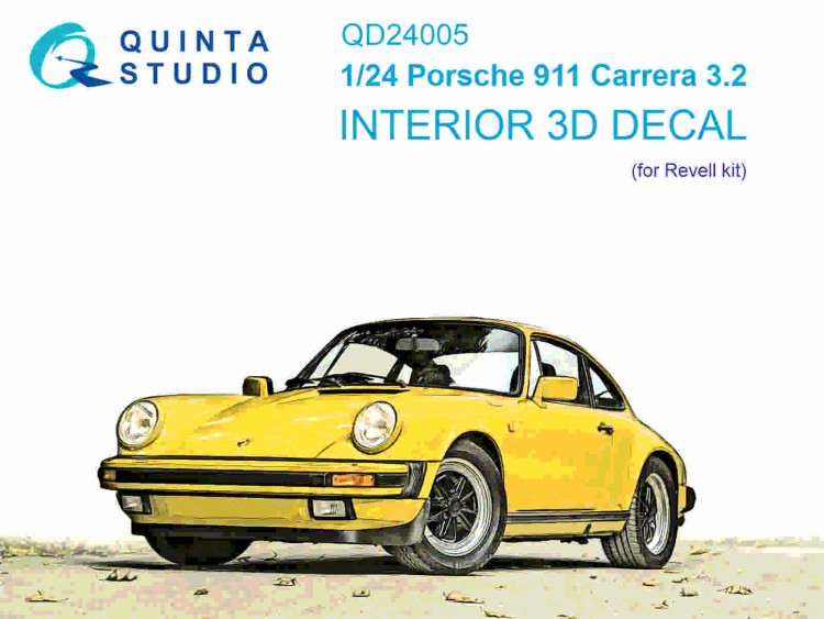 Quinta Studio QD24005 Porsche 911 Carrera 3.2 (Revell) 3D Декаль интерьера кабины 1/24