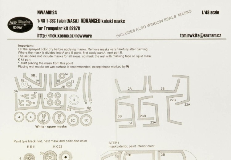 New Ware NWA-M0124 Mask T-38C Talon (NASA) ADVANCED (TRUM 02878) 1/48