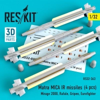 Reskit RS32-0363 Matra MICA IR missiles (4 pcs.) 1/32