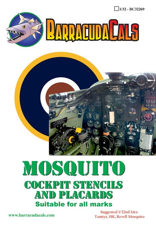 Barracuda Studios BC-32269 de Havilland Mosquito Cockpit Stencils 1/32