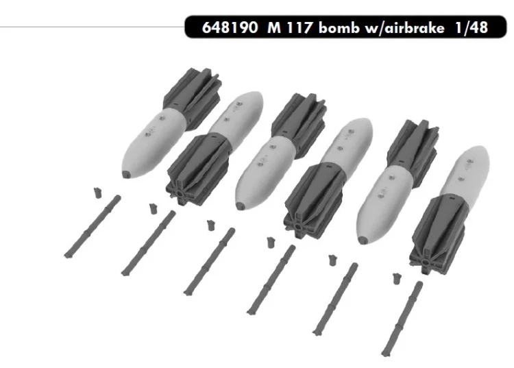 Eduard 648190 Набор дополнений для M 117 bomb w/airbrake (648190) 1/48