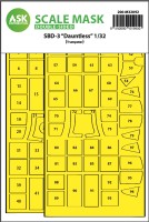 Art Scale 200-M32092 Douglas SBD-3 Dauntless canopy frame paint mask (inside and outside) 1/32