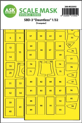 Art Scale 200-M32092 Douglas SBD-3 Dauntless canopy frame paint mask (inside and outside) 1/32