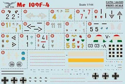 Print Scale 144-020 Me 109F-4 (wet decals) 1/144