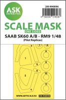 Art Scale 200-M48096 Saab SK60A/B - RM9 wheels and canopy frame paint mask (outside only) 1/48