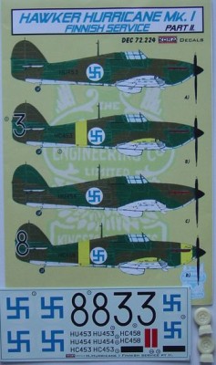 Kora Model DEC72224 Hawker Hurricane Mk.I Finnish Pt.II декали декали 1/72