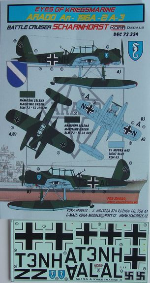 Kora Model DEC72324 Ar-196A-2/A-3 (SCHARNHORST) декали декали 1/72