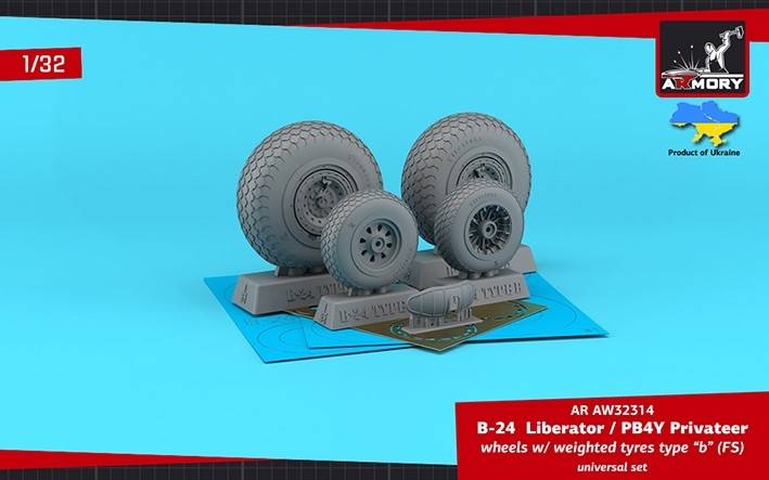 Armory ARAW32314 Consolidated B-24 Liberator / PB4Y Privateer wheels wheels with weighted tyres type "c" 1/32