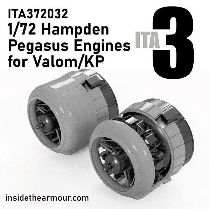 Inside the Armour ITA372032 Bristol Pegasus Engines (2) with Cowls Handley-Page Hampden 1/72
