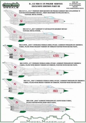 Model Maker Decals D72152 Mikoyan MiG-21 in Polish service exclusive edition part III 1/72