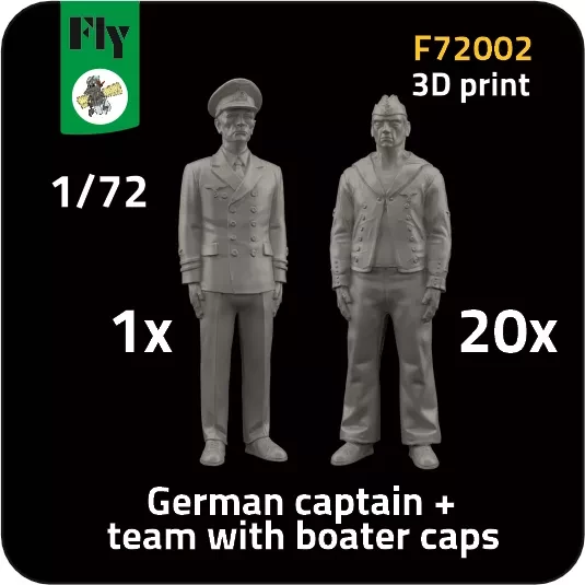 Fly F72002 1x Captain & 10x Sailors w/ boater caps 1/72