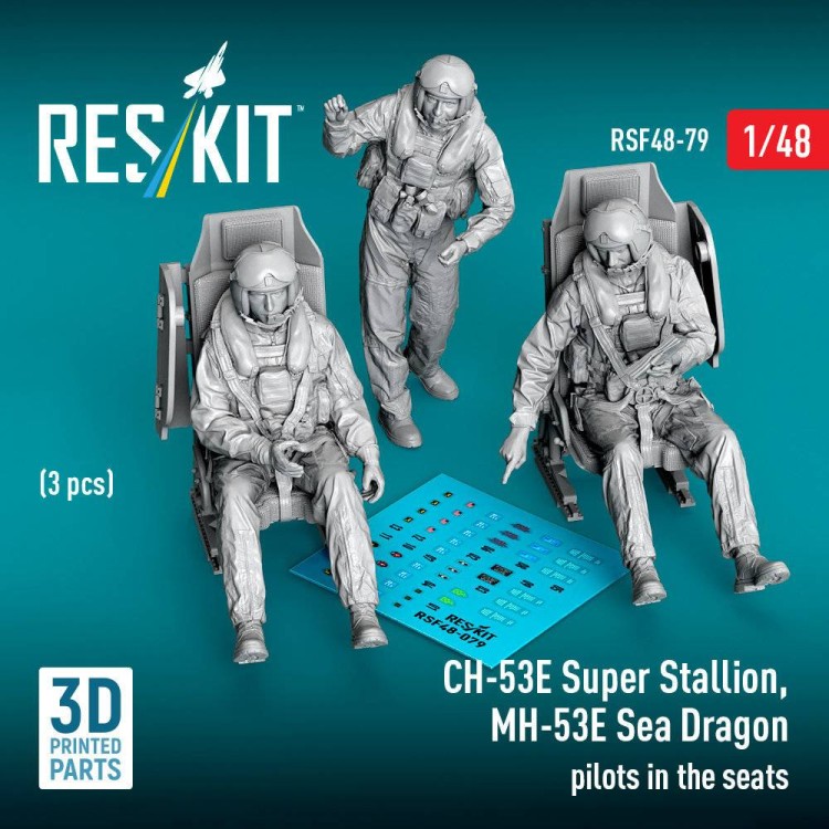 Reskit F48079 CH-53E, MH-53E Pilots in the seats (3 pcs.) 1/48