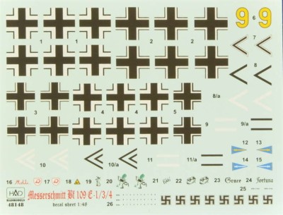 HAD 48148 Decal Bf 109E1/E3/E4 (4x camo) Part 1 1/48