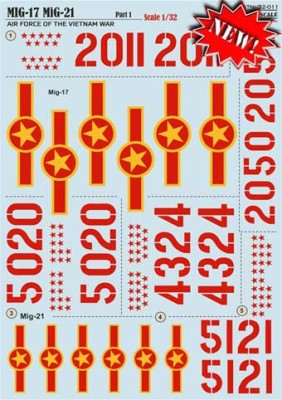 Print Scale 32-011 MiG-17, MiG-21 in Vietnam War (wet decals) 1/32