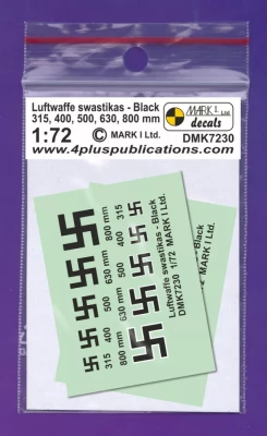 4+ Publications DMK72030 Decals Luftwaffe swastikas - black (2 sets) 1/72