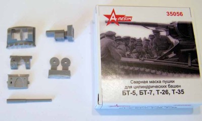 A-resin 35056 Сварная маска пушки для цилиндрических башен БТ-5, БТ-7, Т-26, Т-35, БА-3, БА-6 1/35