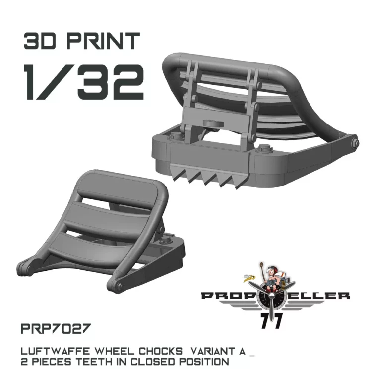 77 Propeller 77PRP-7027 Luftwaffe wheel chocks teeth closed (2 pcs.) 1/32