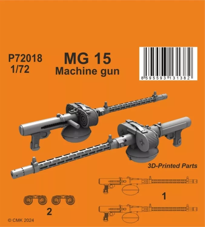 CMK P72018 MG 15 Machie Gun (3D-Printed) 1/72
