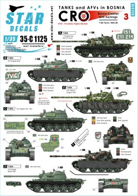 Star Decals 35-C1125 HVO - Hrvatsko Vijece Obrane (Croatian). Soviet T-55 and T-55A 1992-95. Tanks &amp; AFVs in Bosnia # 3 1/35