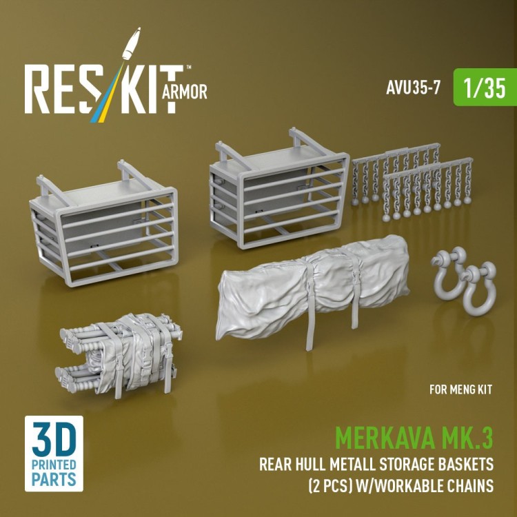 Reskit AVU35007 Merkava Mk.3 rear hull metall st.baskets(MNG) 1/35