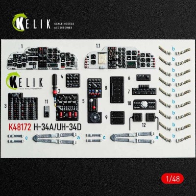 Reskit K48172 H-34A/UH-34D - interior 3D (ITAL) 1/48