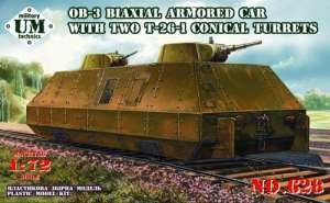 UniModel UMM-72628 Двухосная бронеплощадка ОБ-3 с двумя коническими башнями Т-26 1/72