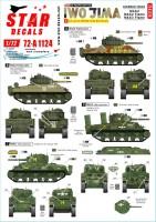 Star Decals 72-A1124 US PACIFIC WARS - IWO JIMAUSMC Sherman tanks.M4A2(mid), M4A2 Flame tank and M4A3 Flame tankfrom 3rd and 4th Marine Tank Battalions 1/72