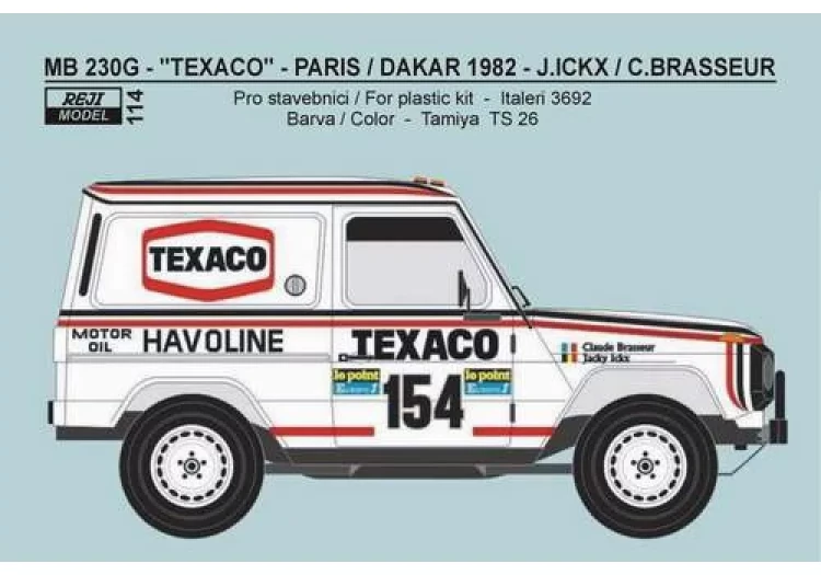 Reji Model 114 Transkit MB 230G 'Texaco' Paris-Dakkar 1982 1/24