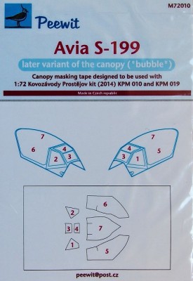 Peewit PW-M72010 1/72 Canopy mask Avia S-199 late (KOVOZAVODY PR.)