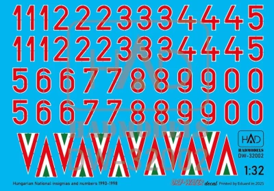 HAD DW32002 Decal Hungarian Nat.Insignias&amp;Numbers 1990-98 1/32