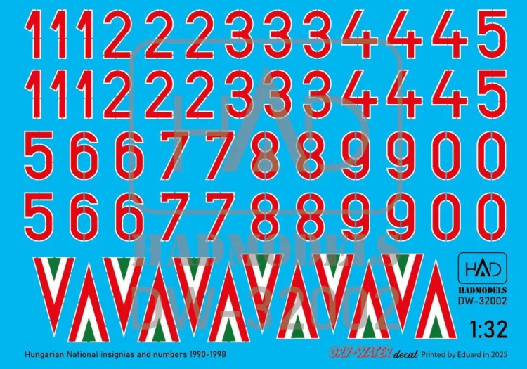 HAD DW32002 Decal Hungarian Nat.Insignias&Numbers 1990-98 1/32