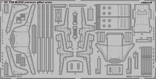 Eduard 32750 1/32 Цветное Фототравление для B-25J correct pilot seats